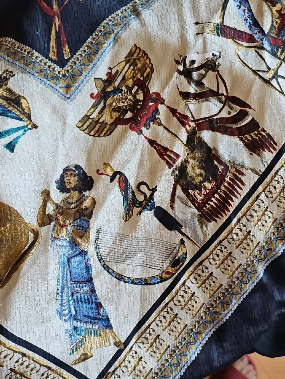Pierangelo Masciadri 100% Silk Egyptian Revival Scarf Made in Italy 38x39